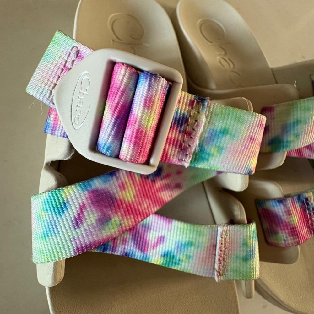 CHACOS Chillos Slides Tie Dye Adjustable Strap Sandals Casual Rubber Shoes SZ 9 - Picture 4 of 8